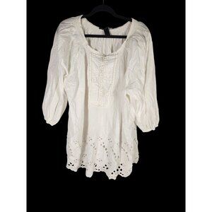 NWOT Ashley Stewart Womens Plus Tunic Top Embroidered Peasant Boho Festival 26
